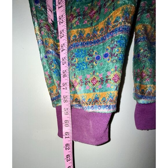 New Natural Life One Piece Pajamas L/XL Floral Boho Plush Fleece Jumpsuit Zip - Picture 10 of 15